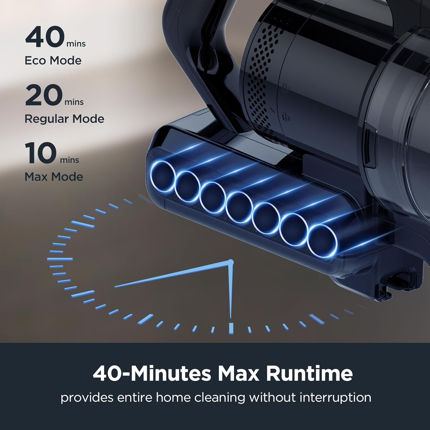 Eureka Rapidclean Pro NEC280TL Cordless Stick Vacuum Cleaner – Lightweight 5.3 Lbs, 40-Min Runtime, LED Headlights, 3 Power Modes, Ideal for Pet Hair, Hard Floors & Carpets