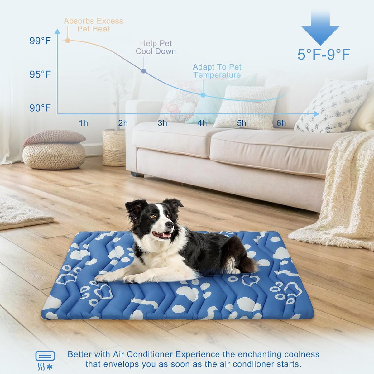BEAUTYZOO Cooling Mat for Xlarge Dogs, 59X40In Reversible Pad, Self-Cooling