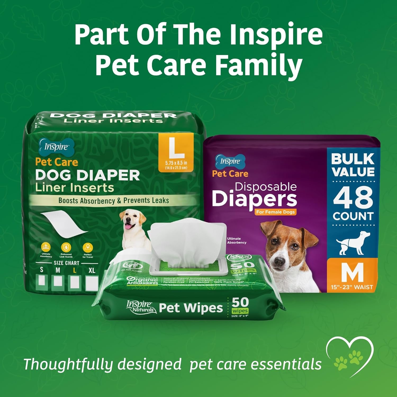 Inspire Naturals Pet Wipes for Dogs and Cats 100% Natural Plant Based with Organic Antioxidants, Dog Wipe Cleaning Deodorizing | Cat Wipes | Puppy Wipes | Dog Wipes for Paws and Butt (200Ct - 4 Pack)