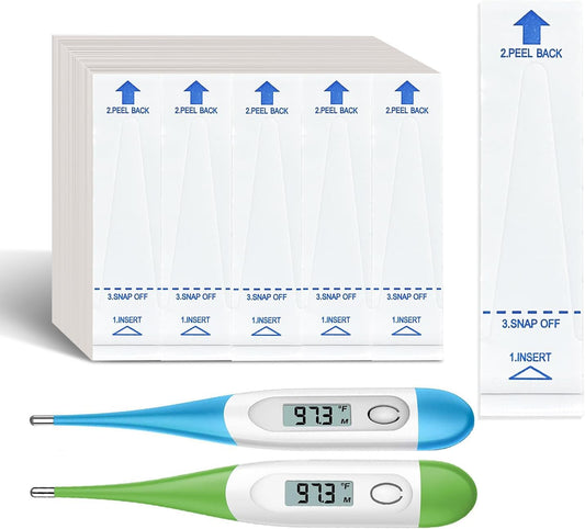 Bundle of Rectal Thermometers & Thermometer Covers Disposable - 100 Pcs