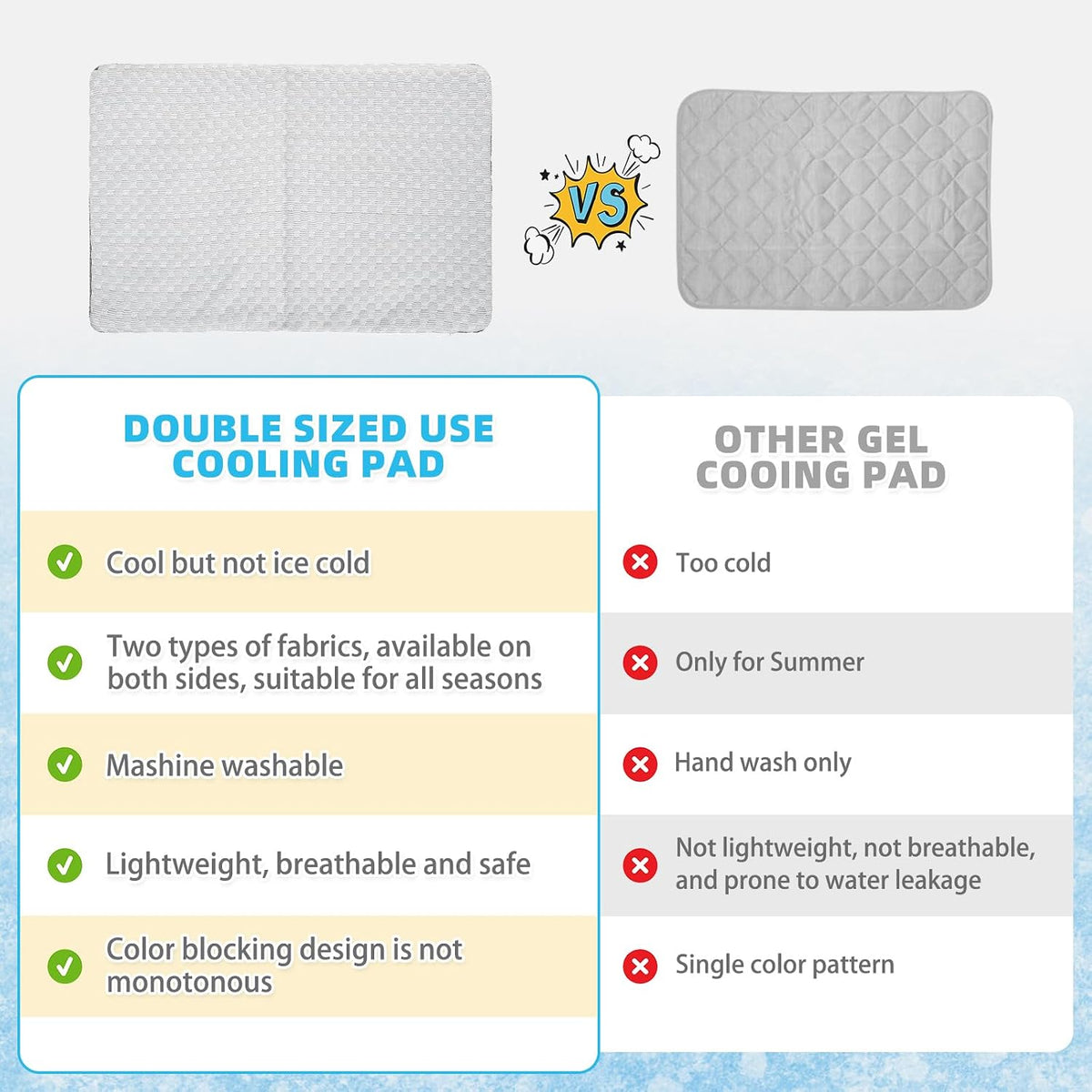 Cat Cooling Mat, Cooling Pad for Dogs Cats with Ice Gel Bag to Stay Clod Longer, Two Sided Soft Kitten Sleeping Bed for Summer, Washable for Crate Kennel, Arc-Chill Cool Fiber Q-MAX >0.45, 16.5X26"