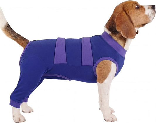 Dog Surgery Recovery Suit, Spay/Neuter Onesie, Purple, L
