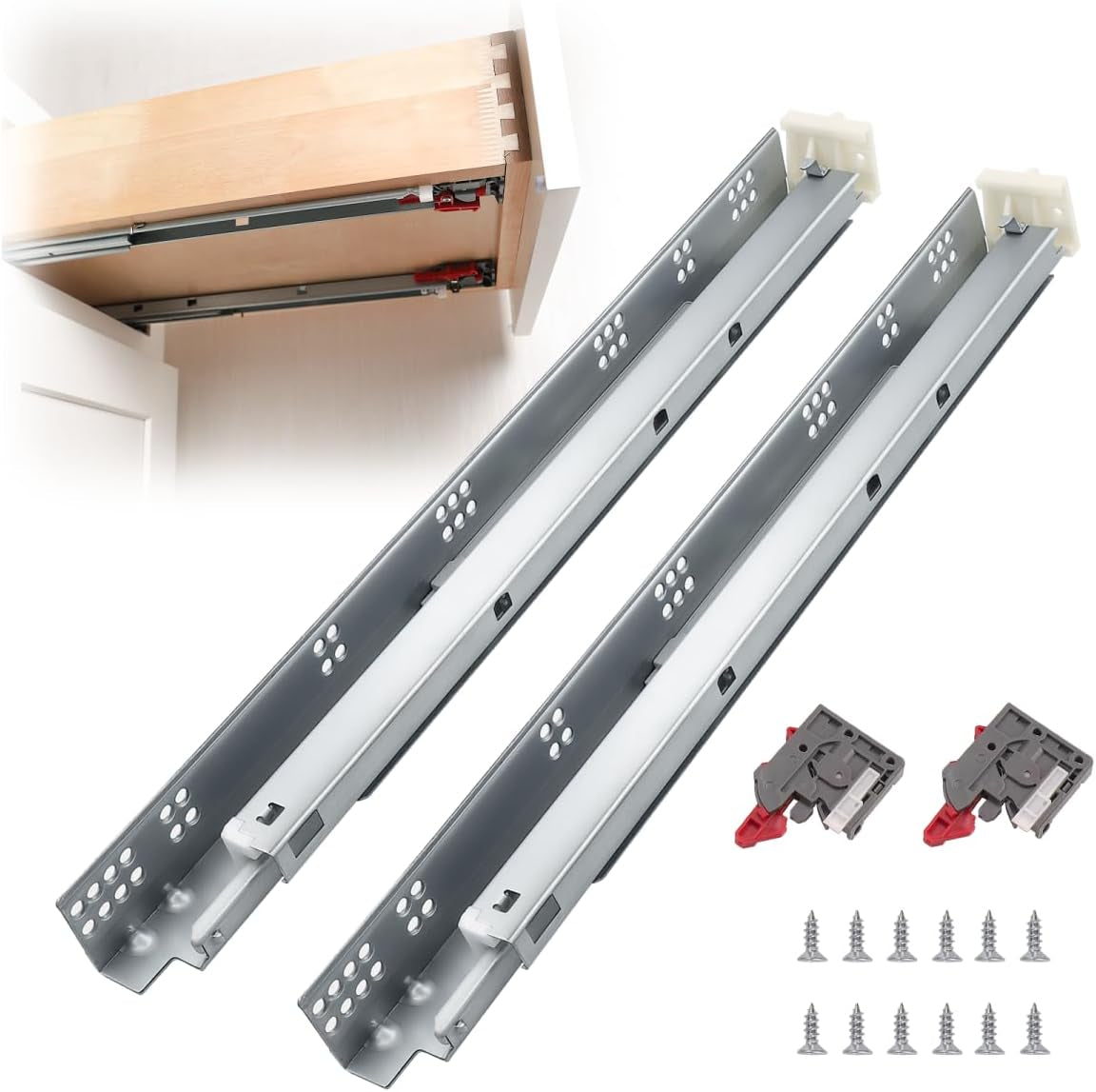 21 Inch Undermount Soft Close Drawer Slides Full Extension 1Pair