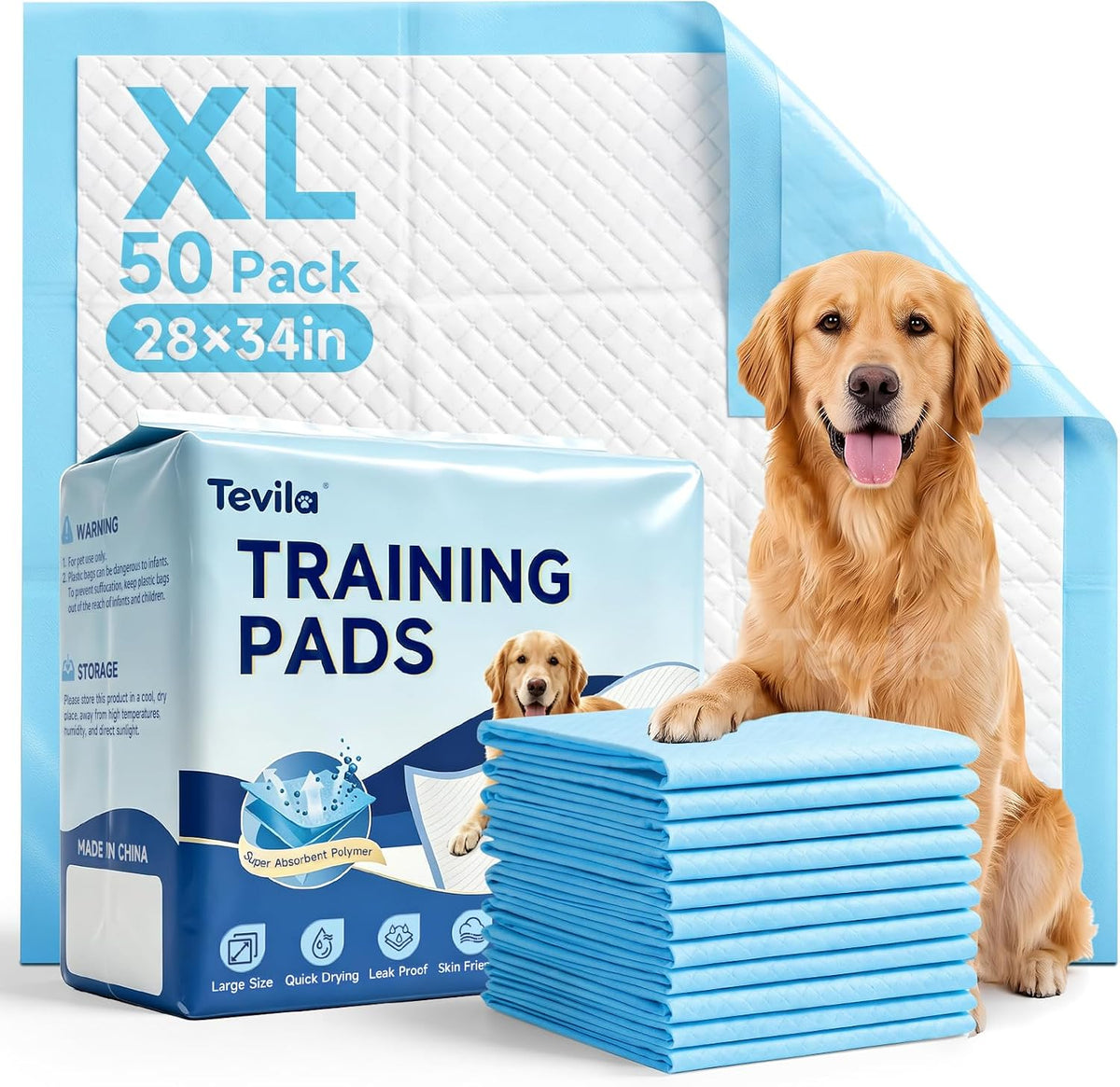 Disposable XL Dog Pee Pads 28X34 50 Ct, Puppy Potty Training & Senior Dogs