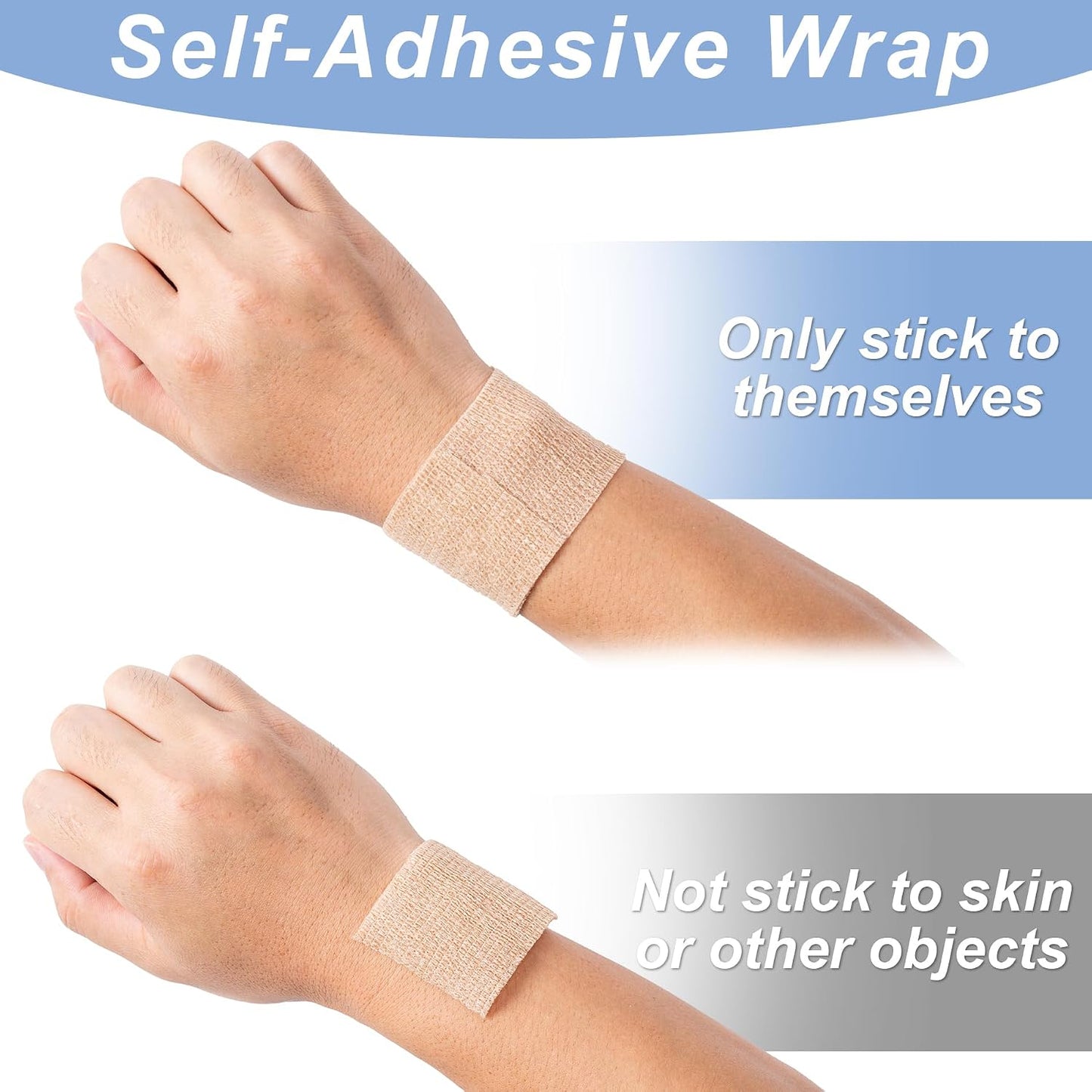 16 Pack Self Adhesive Bandage Wraps,2" X 5 Yards Non-Woven Elastic Cohesive Bandage Wrap, Color Athletic Tape for Wrist, Vet Wrap, Ankle Tape (Multicolour)