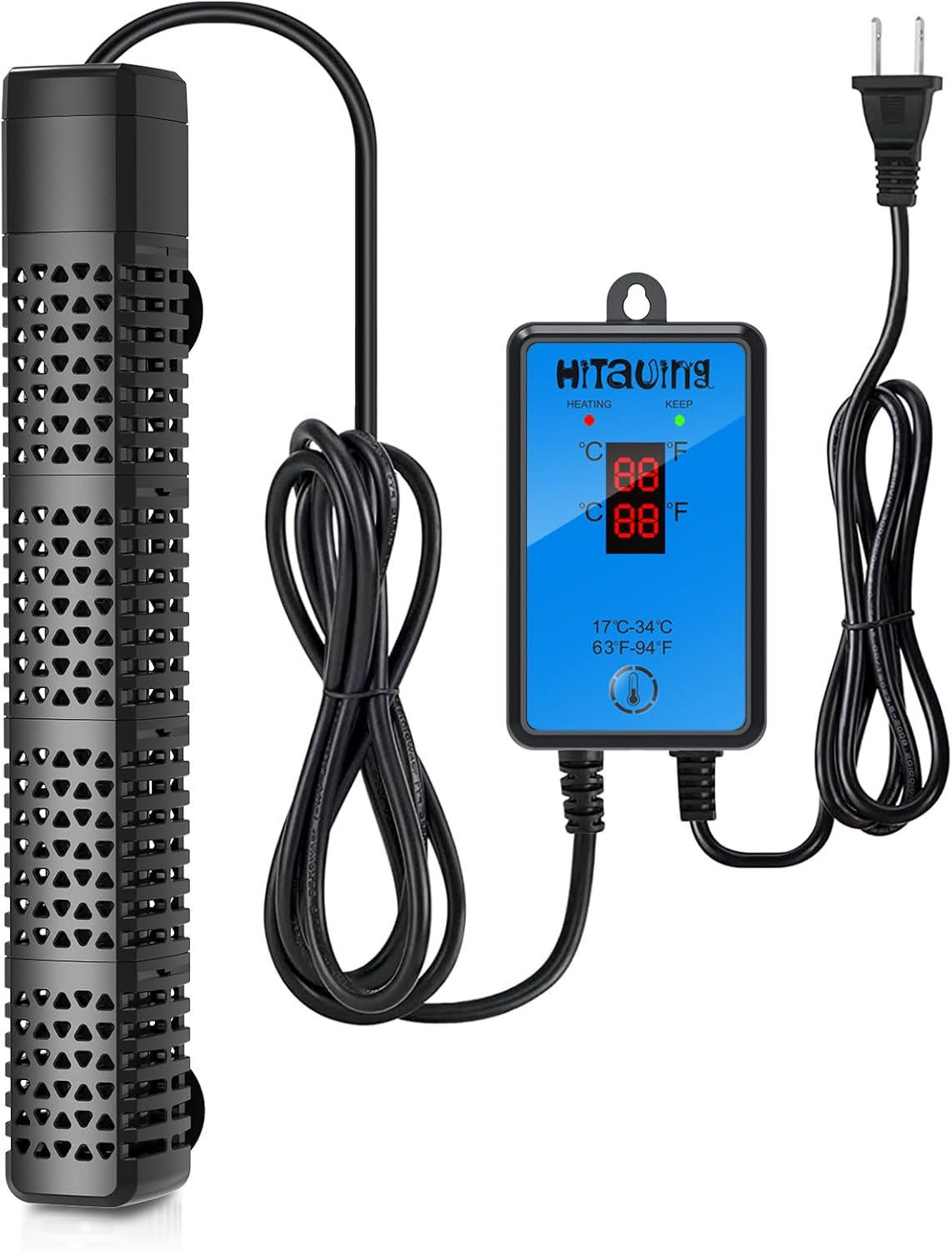 Hitauing Aquarium Heater, Upgraded 300W/500W Fish Tank Heater with Intelligent Leaving Water Automatically Stop Heating and Advanced Temperature Control System, Suitable for Saltwater and Freshwater