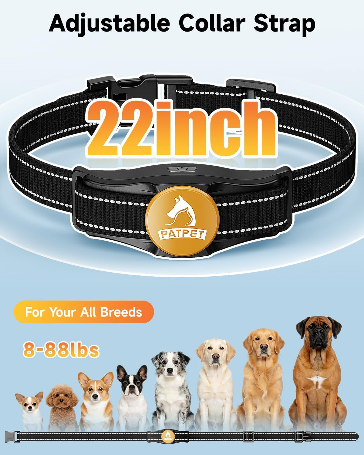 PATPET Dog Shock Collar - Rechargeable Dog Training Collar with Remote for Medium Large Dogs, 3 Training Modes (Beep/Vibration/Shock) IPX7 Waterproof 1000Ft Electric Dog Collar (Black)