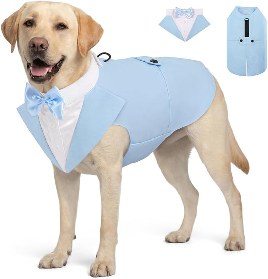 Dog Tuxedo for Large Dogs, Formal Dog Suit and Bandana Set, XXL