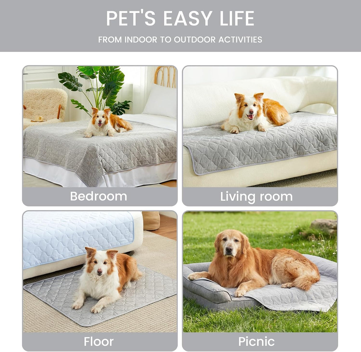 Cozy Bliss Leakproof Cooling Blanket for Medium Dogs – Q-Max 0.5, Durable & Washable Dog Cooling Mat for Hot Weather, Soft Pet Throw & Couch Protector for Dogs & Cats, 30X40 Inch, Heather Silver Grey