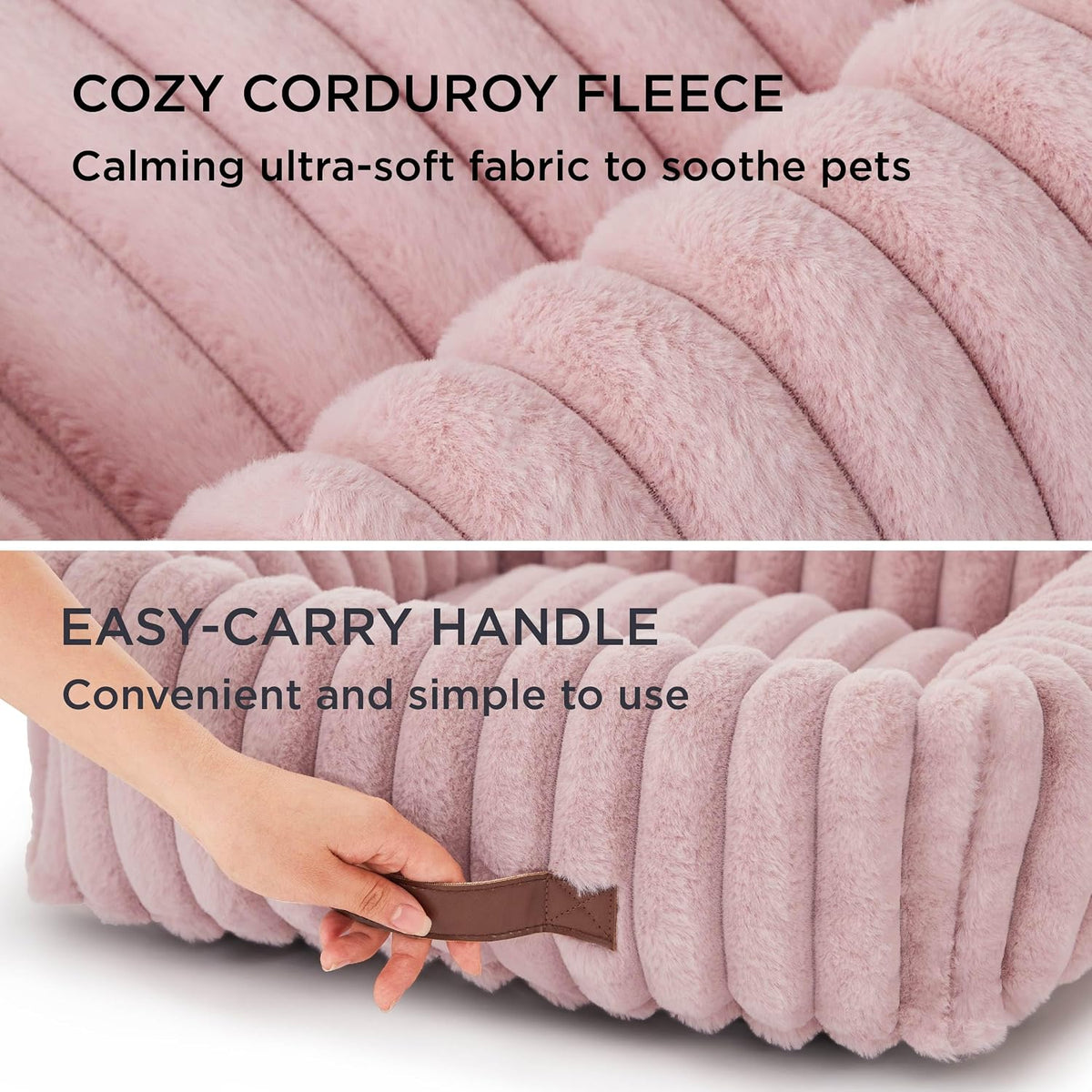 Bedsure Comfyfleece® Dog Bed Medium Large Size Dog Washable，30In Blush Pink