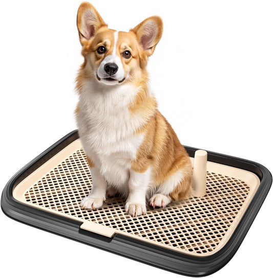 Dog Potty Tray, 23.6"X17.68" Indoor Pet Pee Pad Holder,Puppy Training Holder,Bathroom Dog Litter Box, Pet Toilet for Small and Medium Dogs,Housebreaking Supplies, Pet Products(Black)