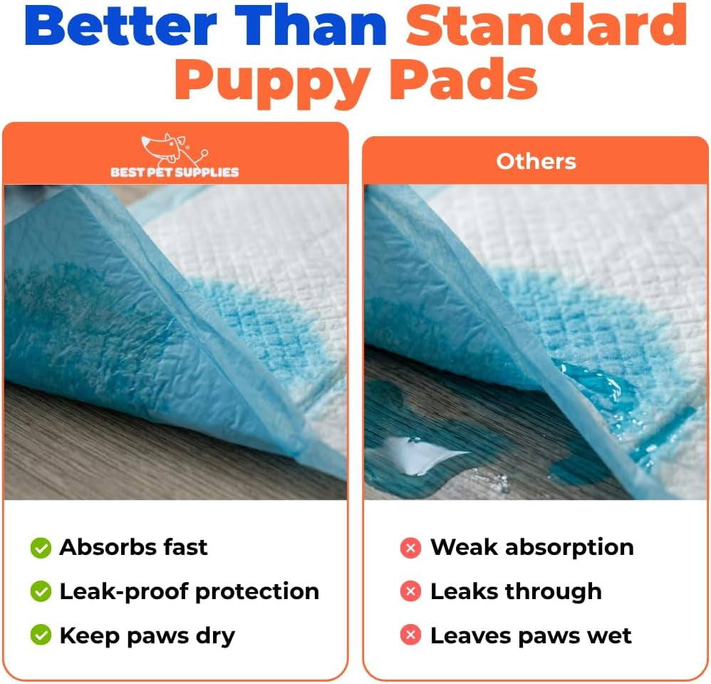 Best Pet Supplies Puppy Pads (22.5 X 22 Inches) - Disposable, Dog Training Potty, Super Absorbent Baby Blue Puppy Pee Pads for Dogs (100 Count)