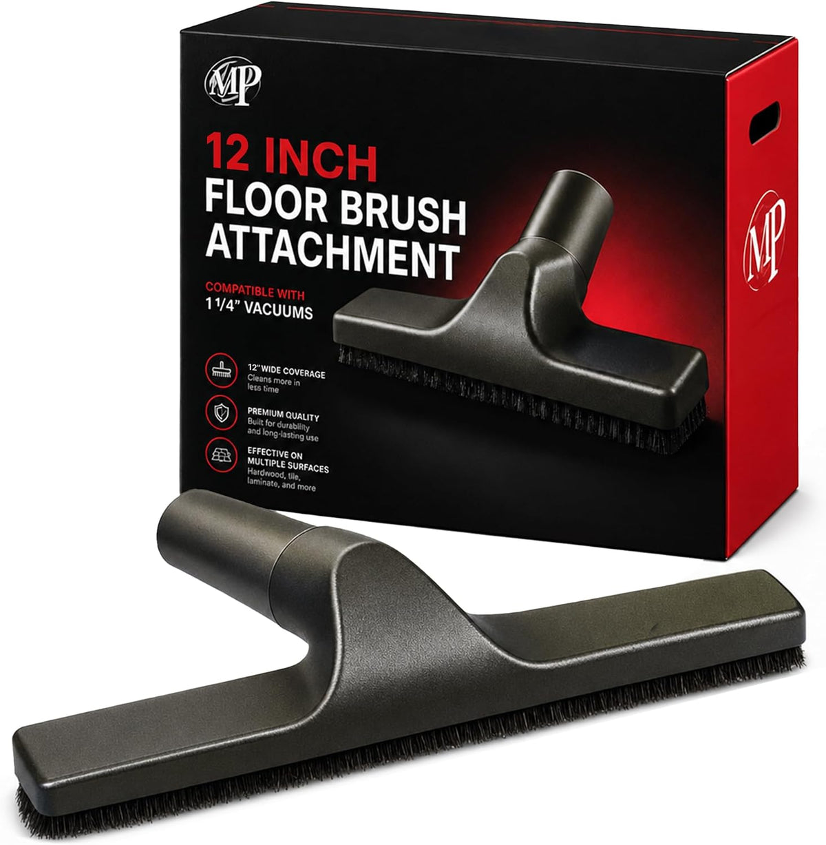 MP Maresh Products Floor Brush Attachment - Horsehair Brush, Black, 12 Inch