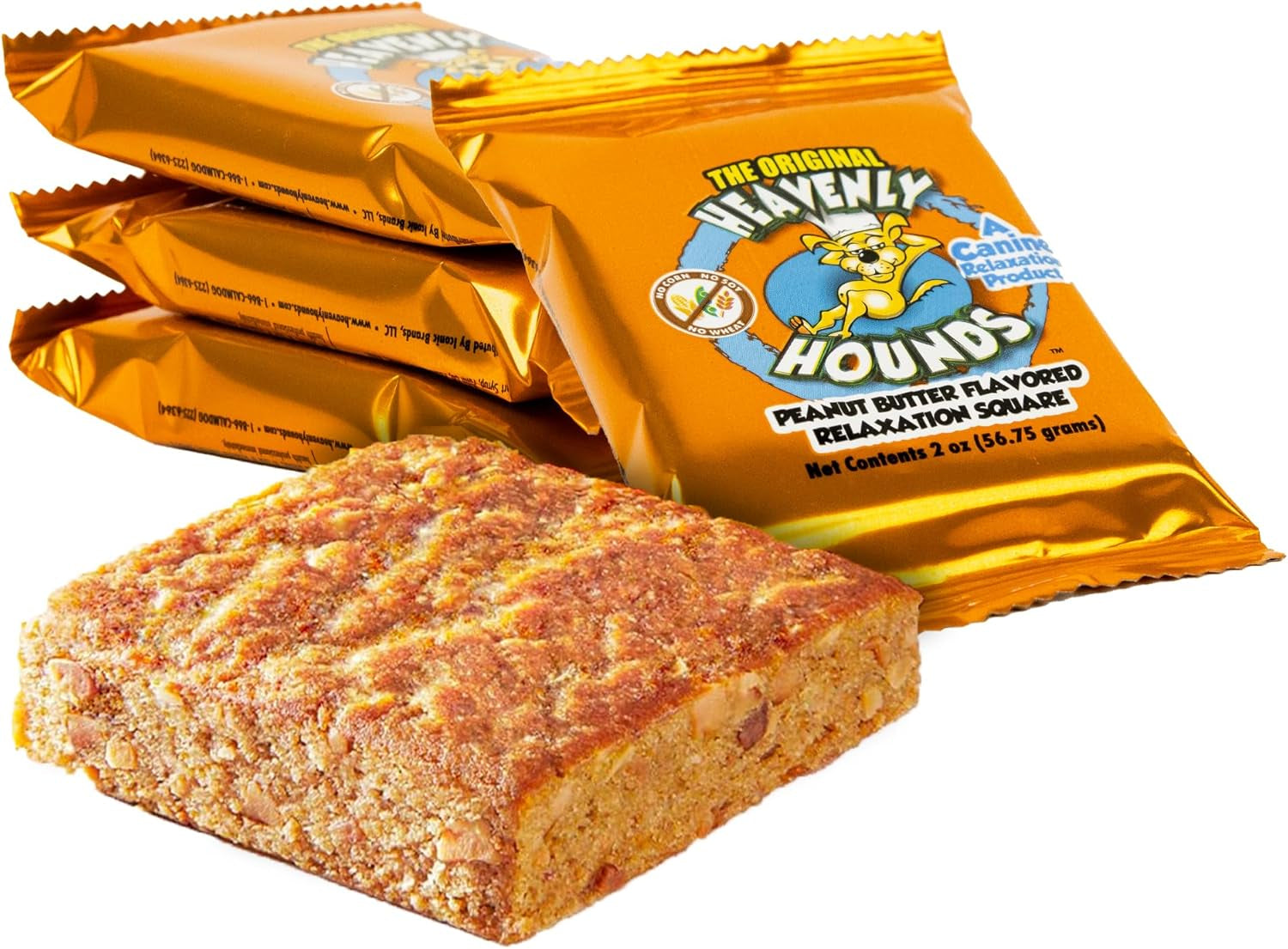 Heavenly Hounds Peanut Butter Chews - Anxiety Relief for Dogs - Natural Ingredients - No Hemp Calming Snacks, 2 Oz - Pack of 4