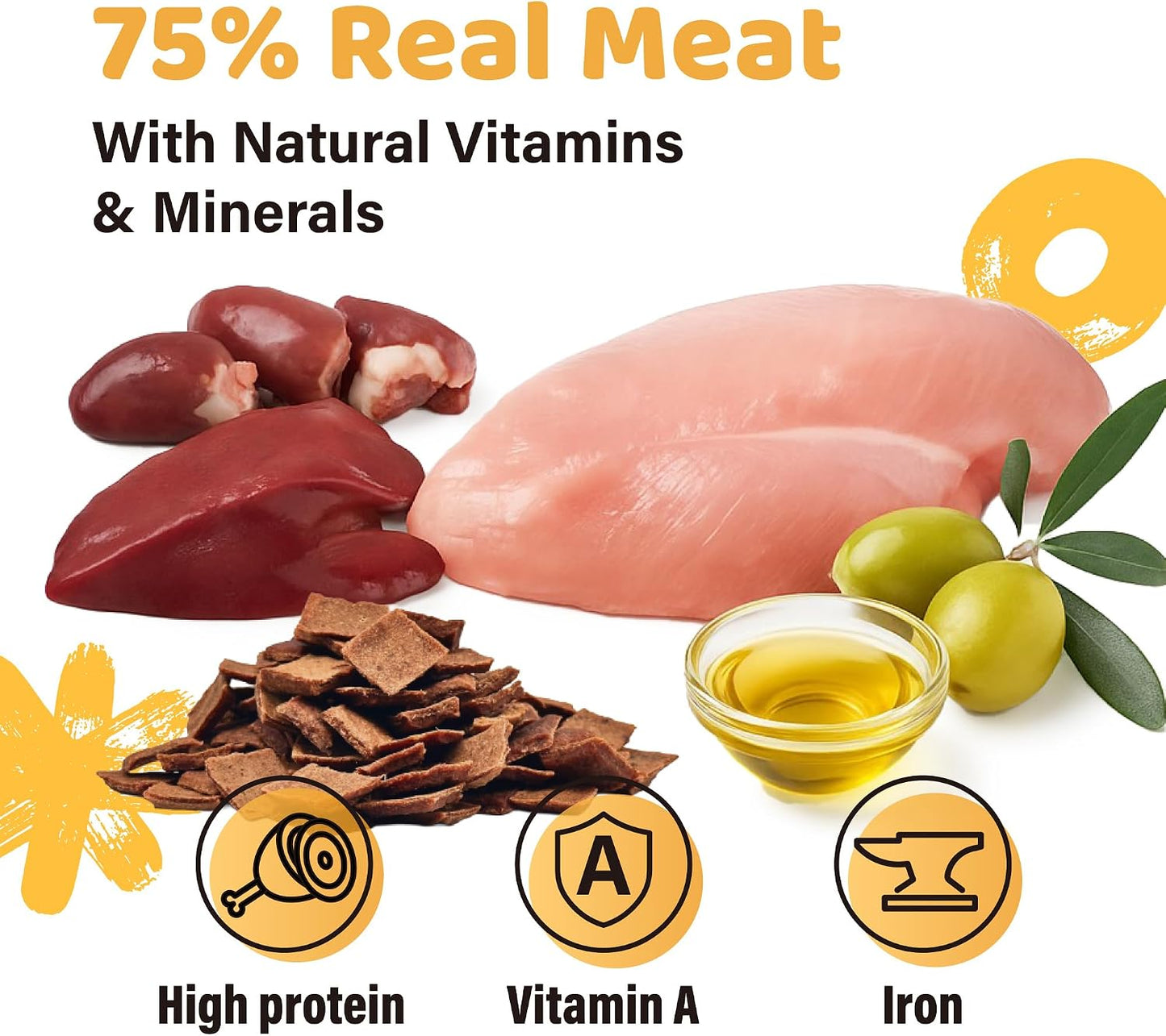 Ipaw Air-Dried Turkey Dog Treats, Extra Virgin Olive Oil Added, Made with Turkey Meat, Chicken Heart and Duck Liver, High Protein, Soft Treats for All Age Dogs, Freeze-Dried Alternative (3.5Oz/Pack)