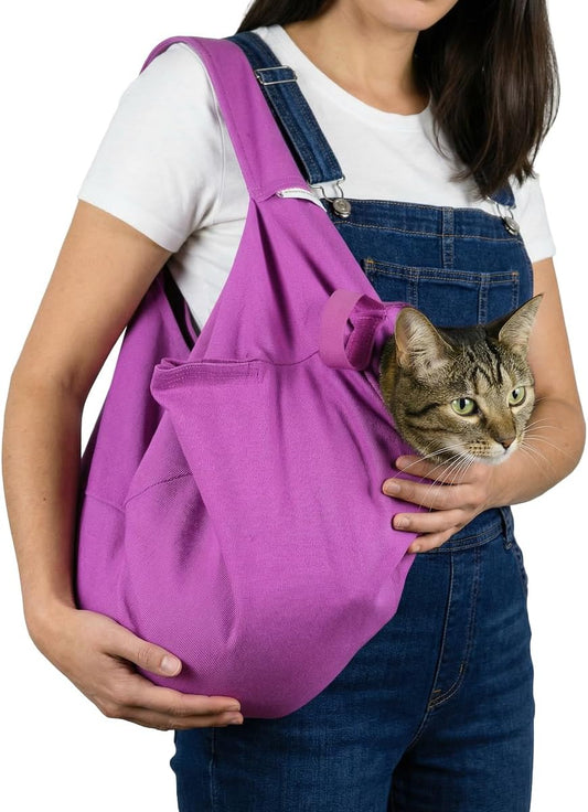 Cat-In-The-Bag Cozy Comfort Carrier - Large Lavender Pet Carrier and Cat Carrier Soft for Grooming, Vet Visits, Medication Administration, Dental Care, and Nail Trimming