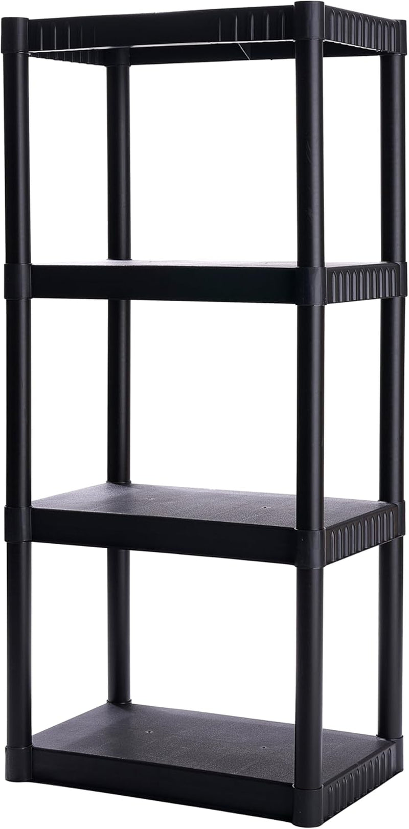 Plano 4-Shelf Plastic Storage Shelves, 48” X 23” X 14”, 200Lb Capacity, Pantry, Office, Closet and Garage Shelves, Easy to Assemble, Durable Plastic Shelving Unit
