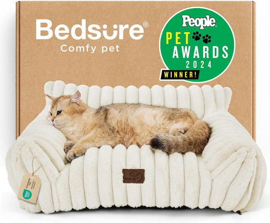 Bedsure Comfyfleece® Shown on TV Fluffy Cute Cat Couch for Pets,24In Cream