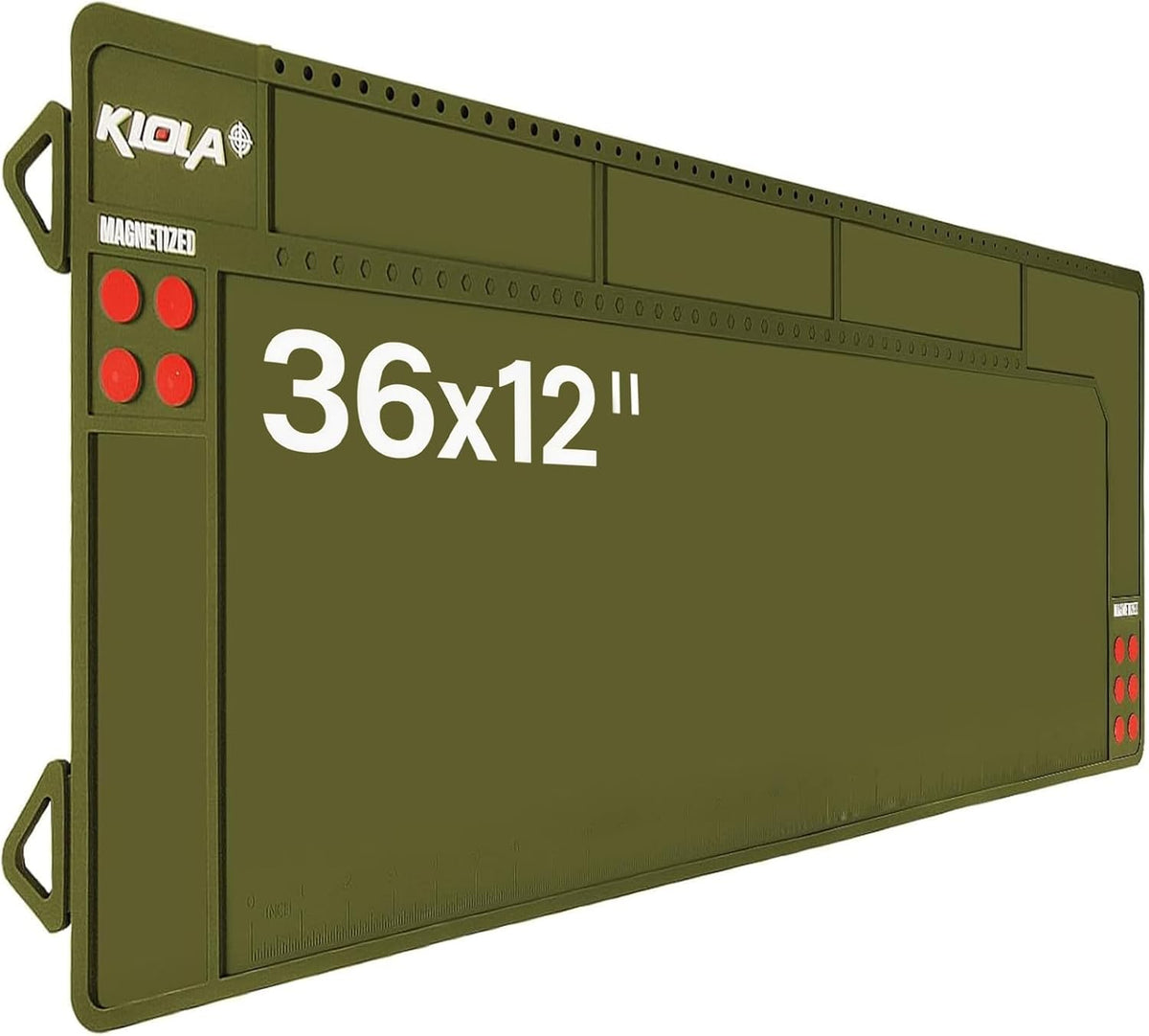 Klola Rifle Shotgun Cleaning Mat - Large Magnetic Gun Mat with Organizer Parts Tray, Anti-Slip Workbench Cleaning Pad, Inch Ruler