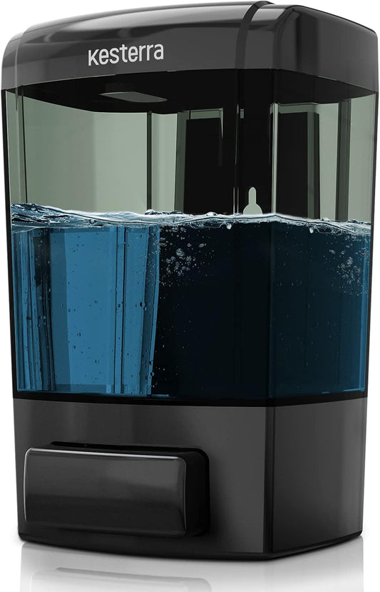 Manual Soap Dispenser, 23.7Oz/700Ml Wall Mount Soap Dispenser, Large Capacity Kitchen Bathroom Hand Soap Pump, Commercial Refillable Shampoo Shower Gel Lotion Dispenser, Black