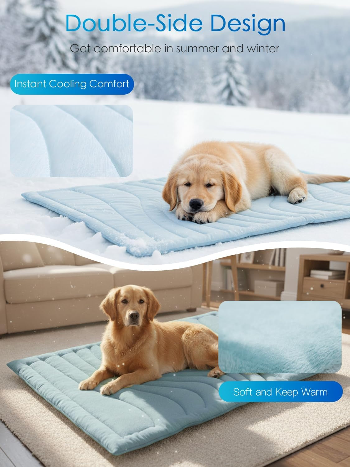 BECEMURU Cooling Mat for Large Dogs, Q-Max＞0.46 Thick Breathable Crate Pad