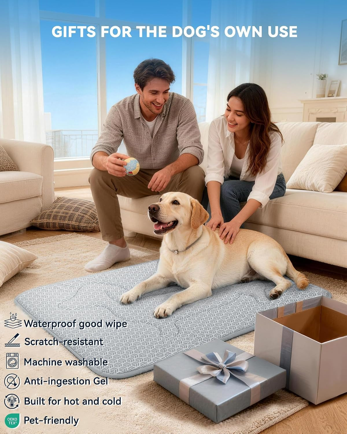 Cooling Mat for Dogs, Instant Chill Medium Doggy Pet Pad Bed Indoor Outdoor