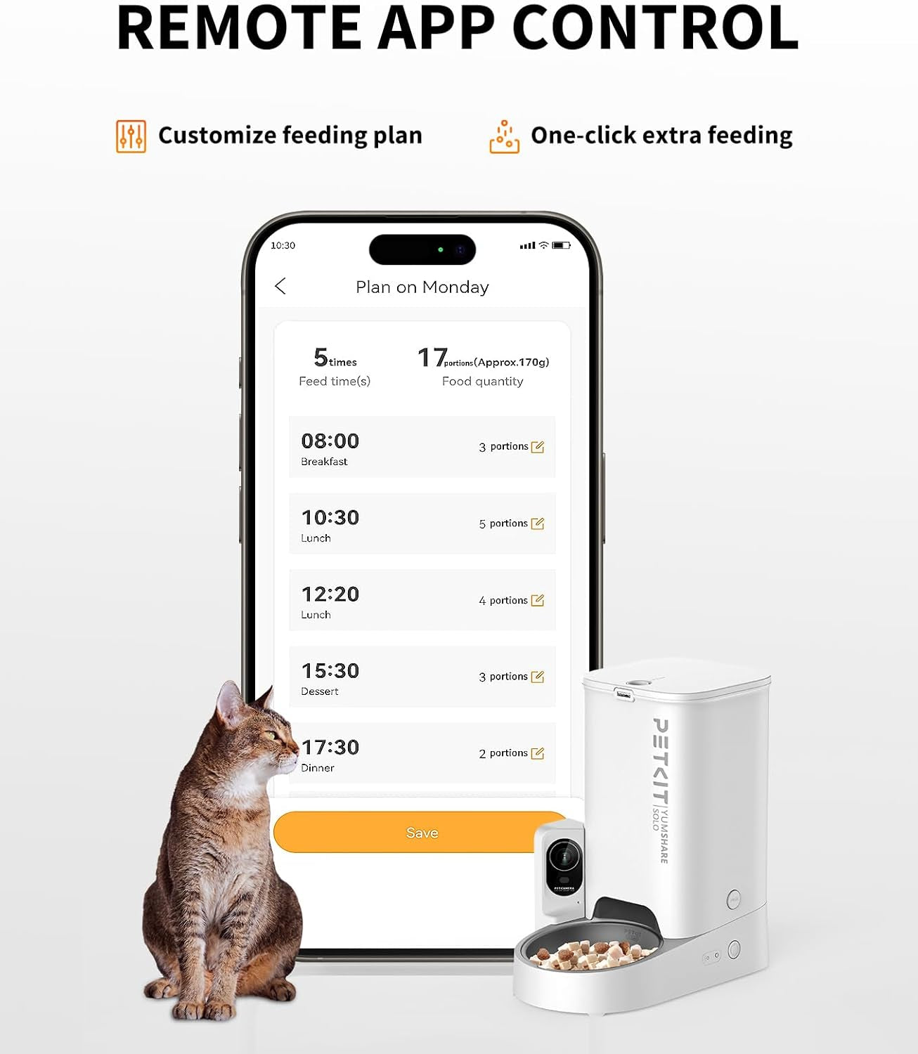 PETKIT Automatic Cat Feeder with Camera, 1080P HD Video with Night Vision, 2.4G Wifi Pet Feeder for Cat & Small Dog, 2-Way Audio & Meal Call Pet Food Dispenser with Desiccant Bag, Motion Capturing