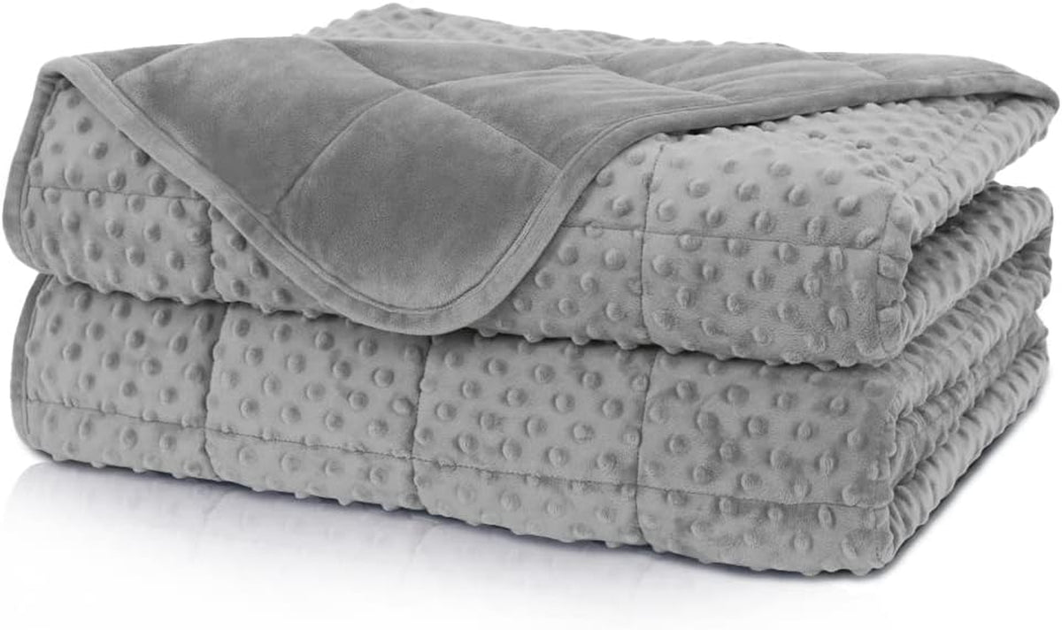 Huloo Sleep Weighted Blanket Twin 15Lbs for Adult(48"×78",Gray) Breathable Soft Minky Weighted Throw Blanket for All Season,Heavy Blanket with Premium Glass Beads