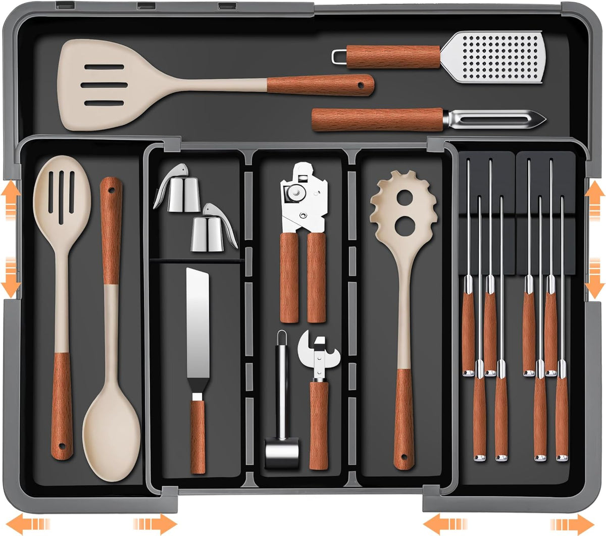 Large Utensil Drawer Organizer for Kitchen, Expandable Silverware Organizer