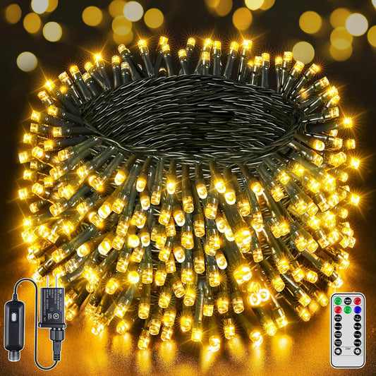 1000 LED 328 FT Christmas Lights, Waterproof Outdoor String with Remote and Timer, 8 Modes Dimmable, Fairy Lights for Holiday Decor (Warm White)