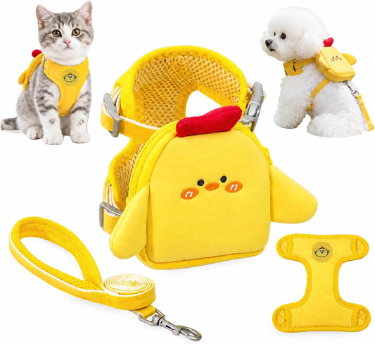 Cat Harness and Leash with Backpack and Detachable Vest for Small Dogs Cats