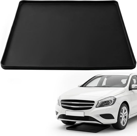 Oil Spill Mat for under Car, Garage Floor Mat Drip Tray, Soft Silicone Oil Drip Pan with Raised Edge, Non-Slip No Splatter Driveway Pad for Auto & Home Floor Protection