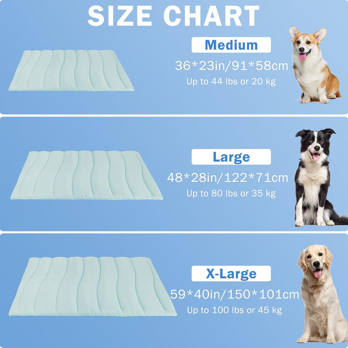 SCENEREAL Dog Cooling Mat for Crate, Thicken Self-Cooling Dog Pad Reversible (Cool & Warm), 36"X23" Pet Cool Bed for M Large XL Dogs,Kennel Sofa Mats Machine Washable, Durable Non-Toxic Gel, Outdoor