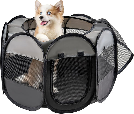 LAFYETTE. - USA Based, Dog Cat Playpen, Puppy Kitten Pet Playpen Indoor Outdoor, Portable Pop up Dog Kennel Tent Crate Cage for Dog Cat Rabbits, Foldable Pet Enclosure, Removable Top Cover, 29" X 16"