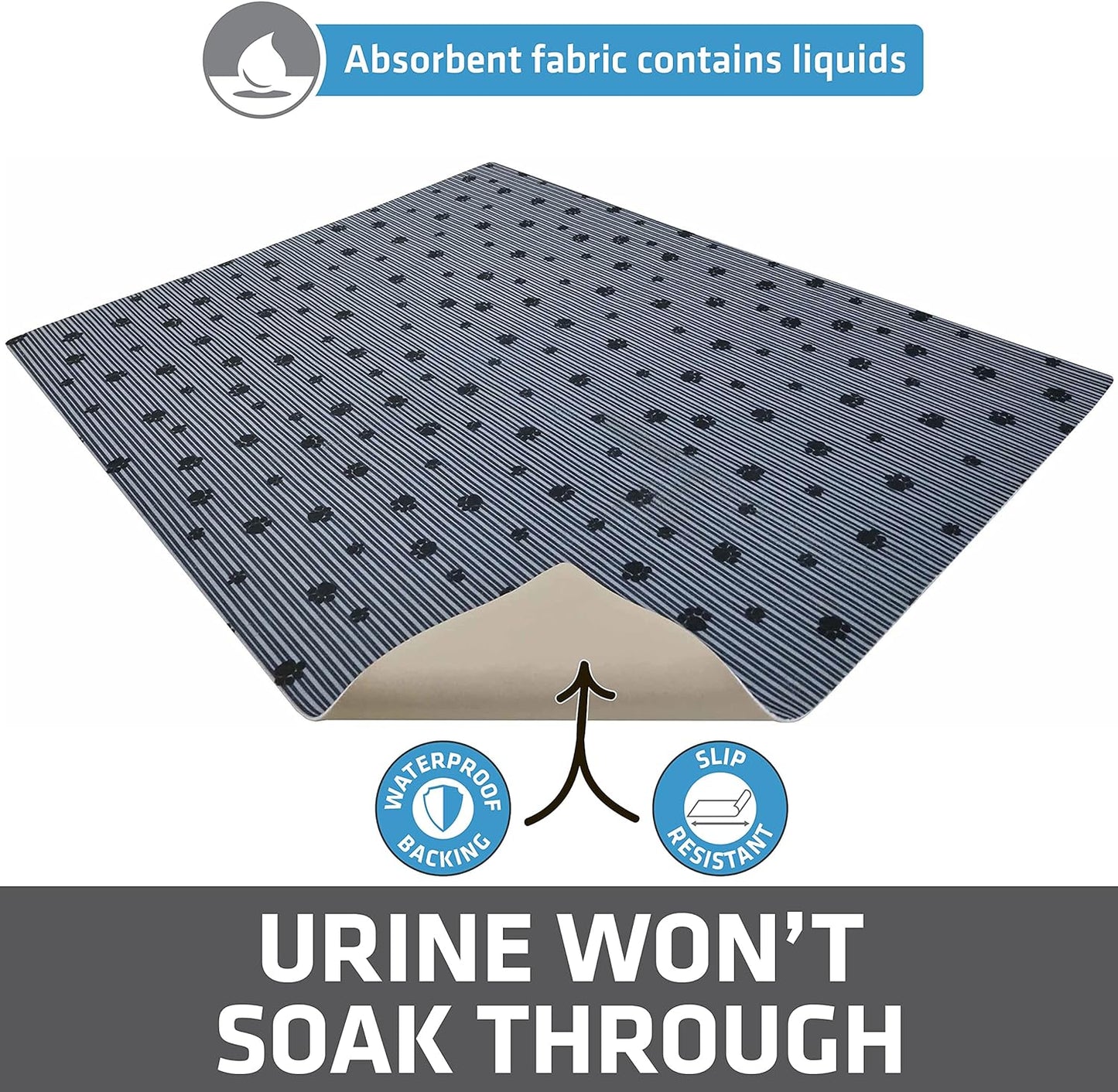 Drymate Cat Litter Box Mat, Litter Trapping Mat, Waterproof, Urine-Proof, Absorbent, Machine Washable, Soft on Paws, Contains Mess, Protects Floors, Kitten Supplies, Dark Grey, 28X36 XL