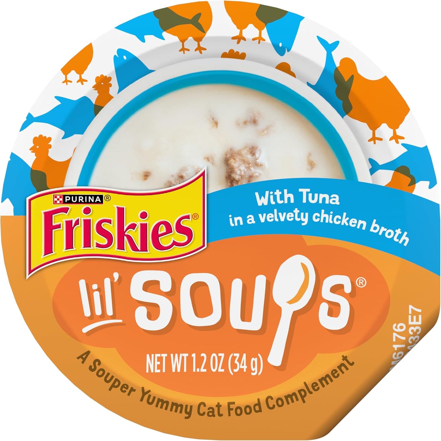 Purina Friskies Natural, Grain Free Lickable Cat Treats Lil’ Soups with Tuna in Chicken Broth - (Pack of 8) 1.2 Oz. Cups