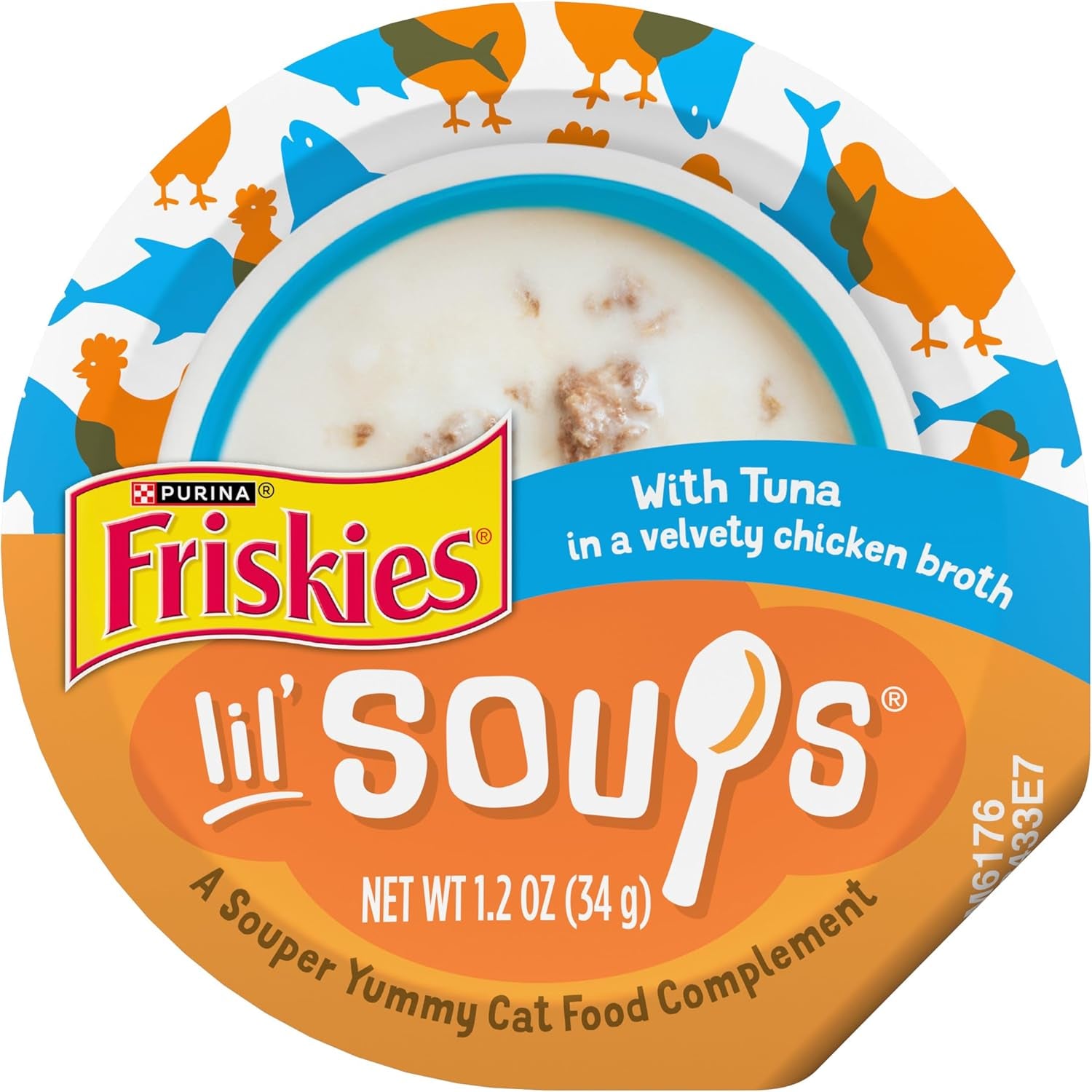 Purina Friskies Natural, Grain Free Lickable Cat Treats Lil’ Soups with Tuna in Chicken Broth - (Pack of 8) 1.2 Oz. Cups