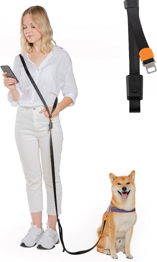 SVD.PET 4-In-1 Hands Free Dog Leash, Versatile Crossbody Dog Leash with Easy Release Buckle, Adjustable Waist Fit for Walking, Jogging and Running Your Pet (Black)