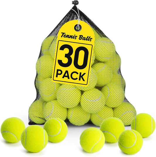 Treeroot 16/30/40/60/80 Pcs Tennis Balls, High Elasticity Tennis Balls Bulk, Comes with a Portable Mesh Bag, Tennis Ball for Dogs, Suitable for Beginner Training Ball, Durable & Bounce