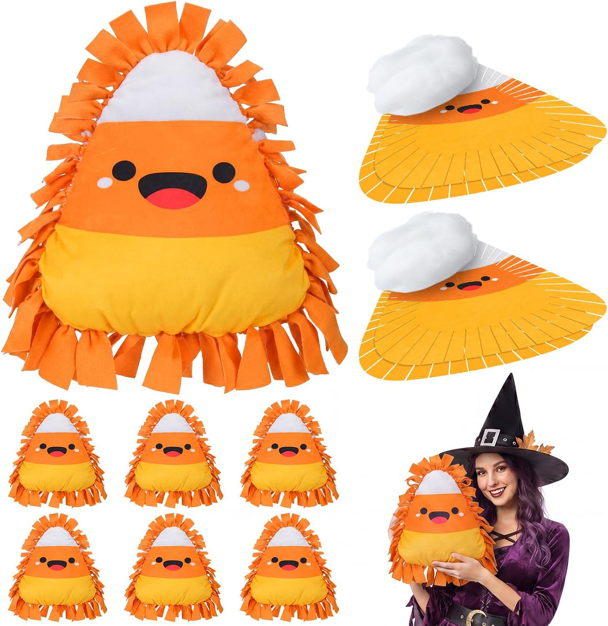 Weysat 6 Sets Halloween Candy Corn Tied Pillow DIY Craft Kit