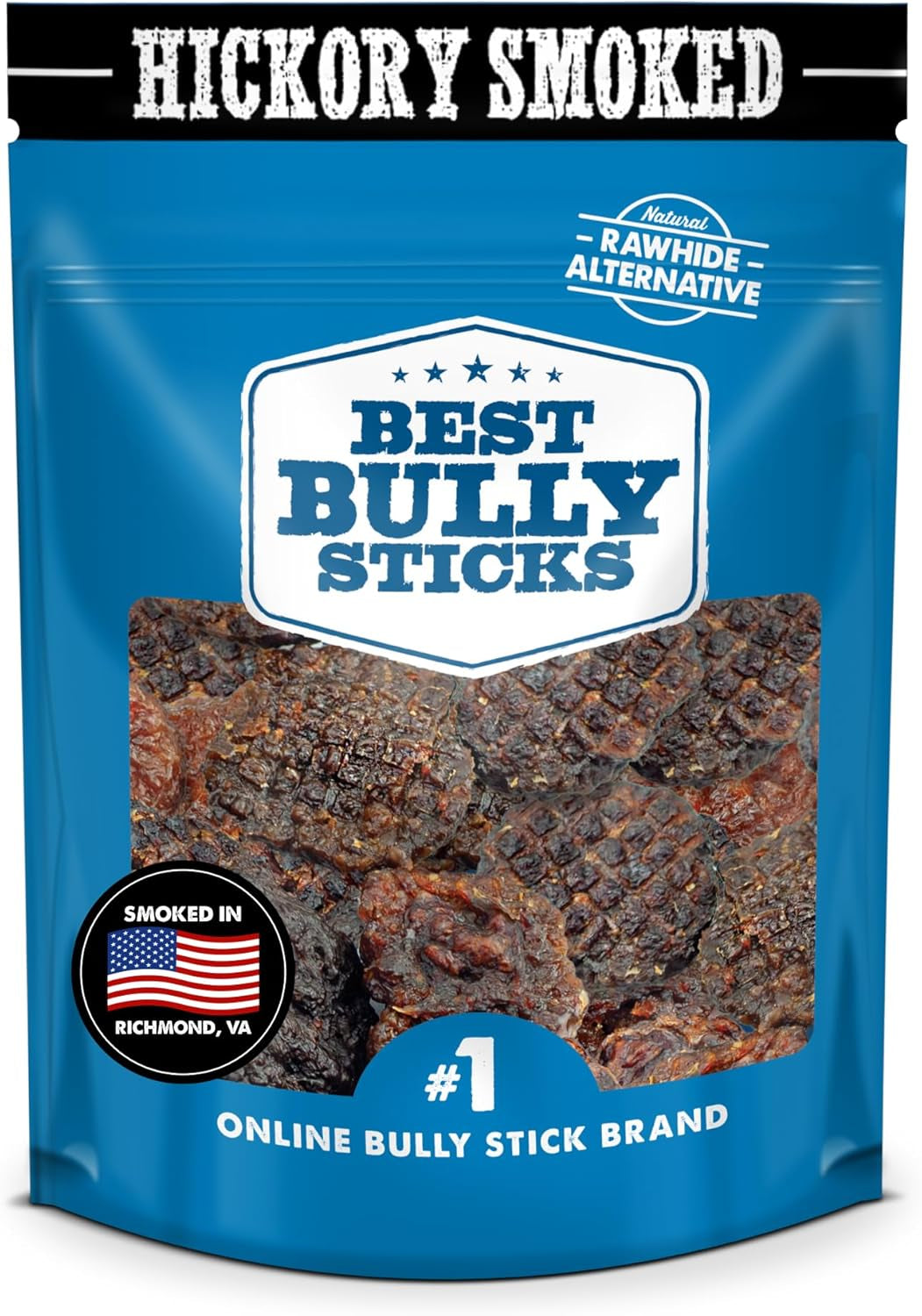 Premium Hickory Smoked Beef Burger Slider Treats - 1 Lb (Pack of 1) - 100% Natural Bully Sticks, No Additives, Bite-Sized, Easily Digestible