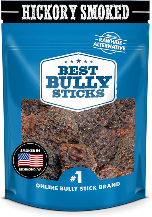 Premium Hickory Smoked Beef Burger Slider Treats - 1 Lb (Pack of 1) - 100% Natural Bully Sticks, No Additives, Bite-Sized, Easily Digestible