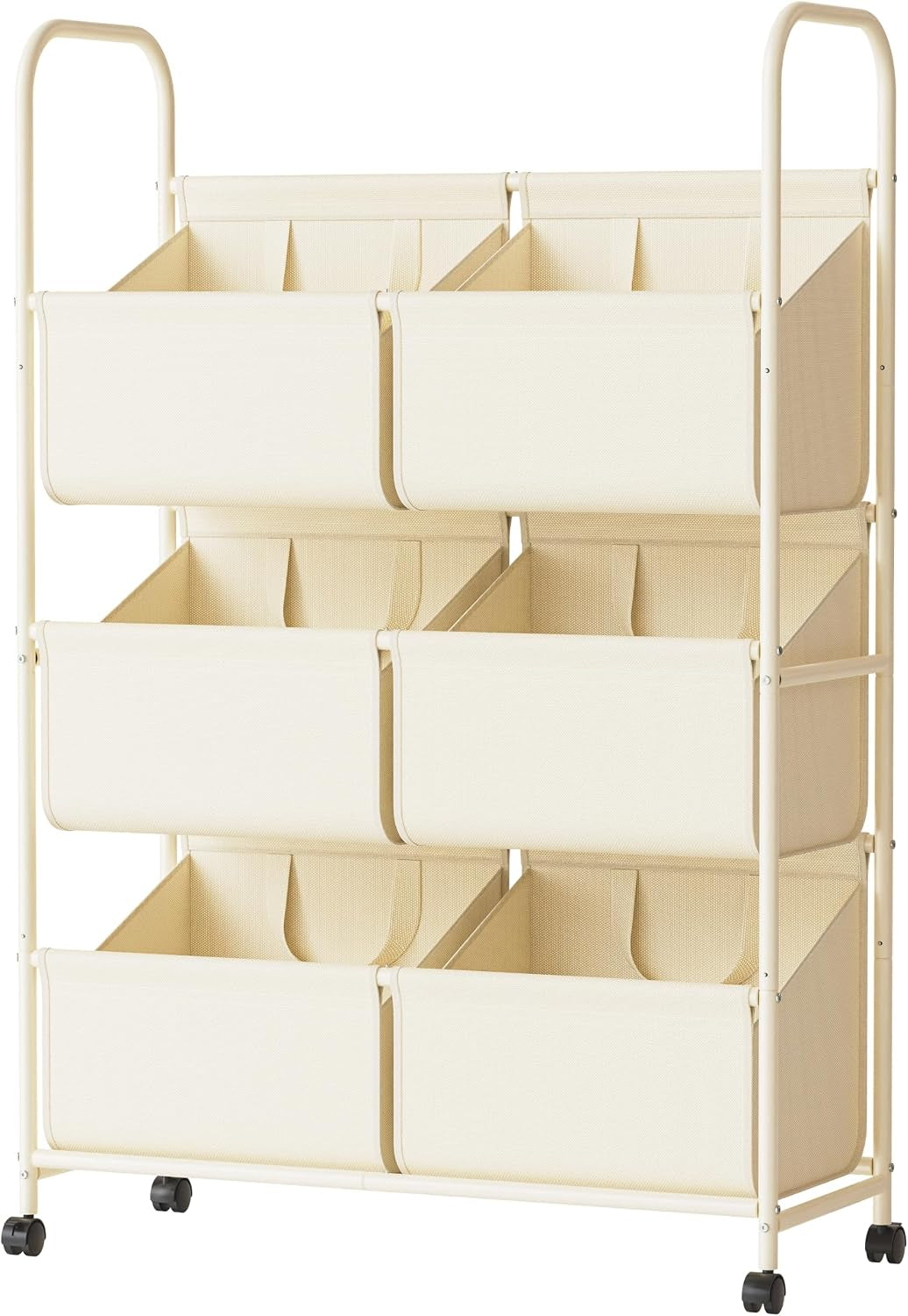 3-Tier Double Column Vertical Rolling Laundry Hamper,6 Removable Bags