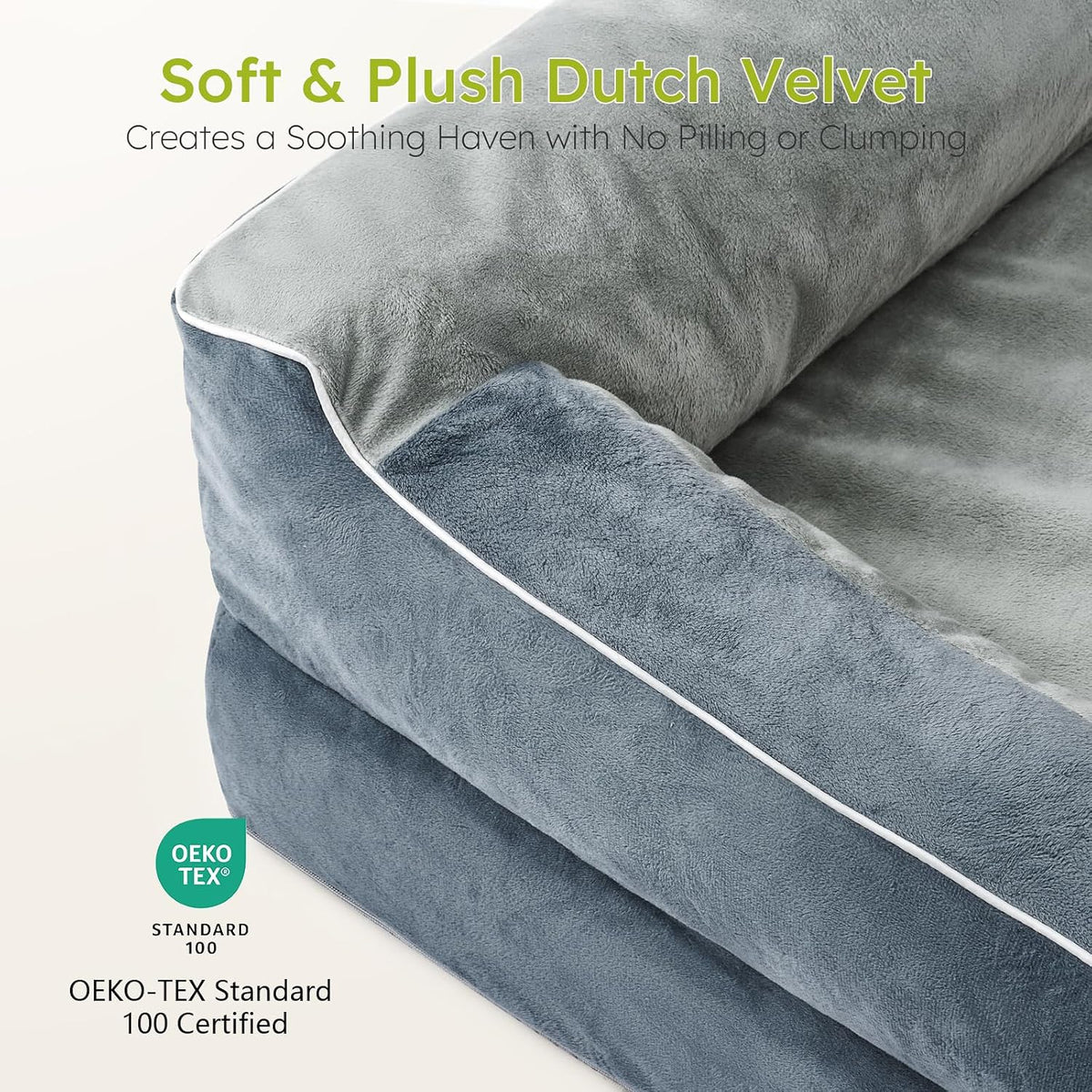 CWAWZ Extra Large Dog Bed, Orthopedic XL Dog Bed with Cooling Gel Memory Foam, Waterproof Pet Bed with Removable Washable Cover, 42" Pet Sofa Couch Dutch Velvet with Bone Toy, Dark Gray