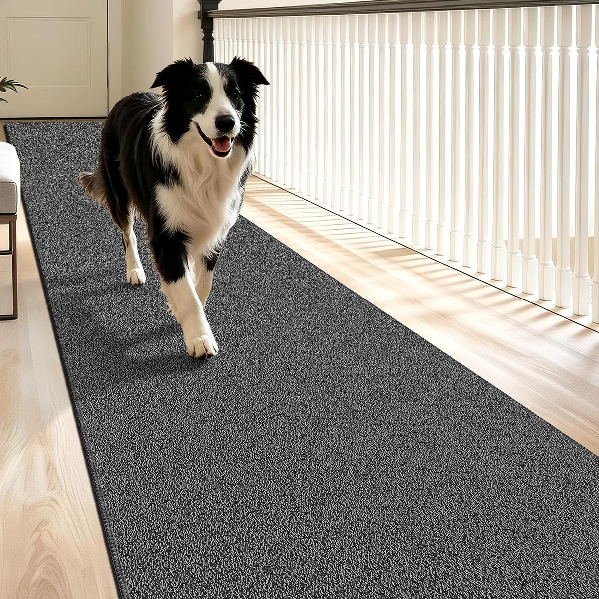 Waterproof 2X8 Runner Rug Non Slip Floor Runners for Dogs, Black/Gray