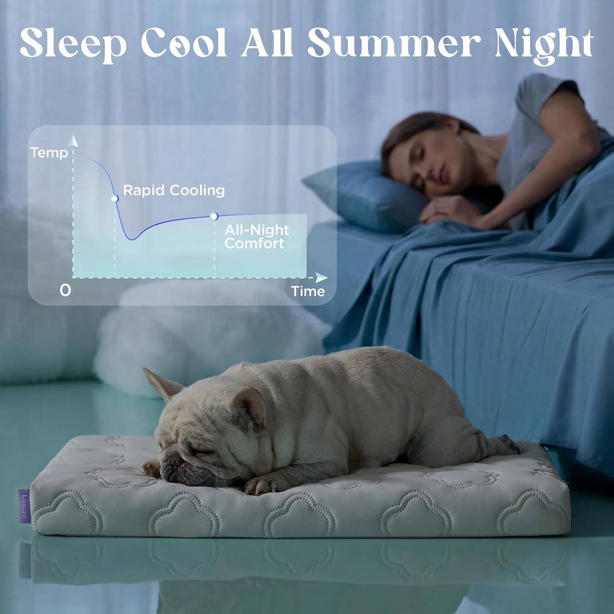 LE SURE Apexcloud™ Cooling Dog Bed for Large Dogs with Washable Cover,35In