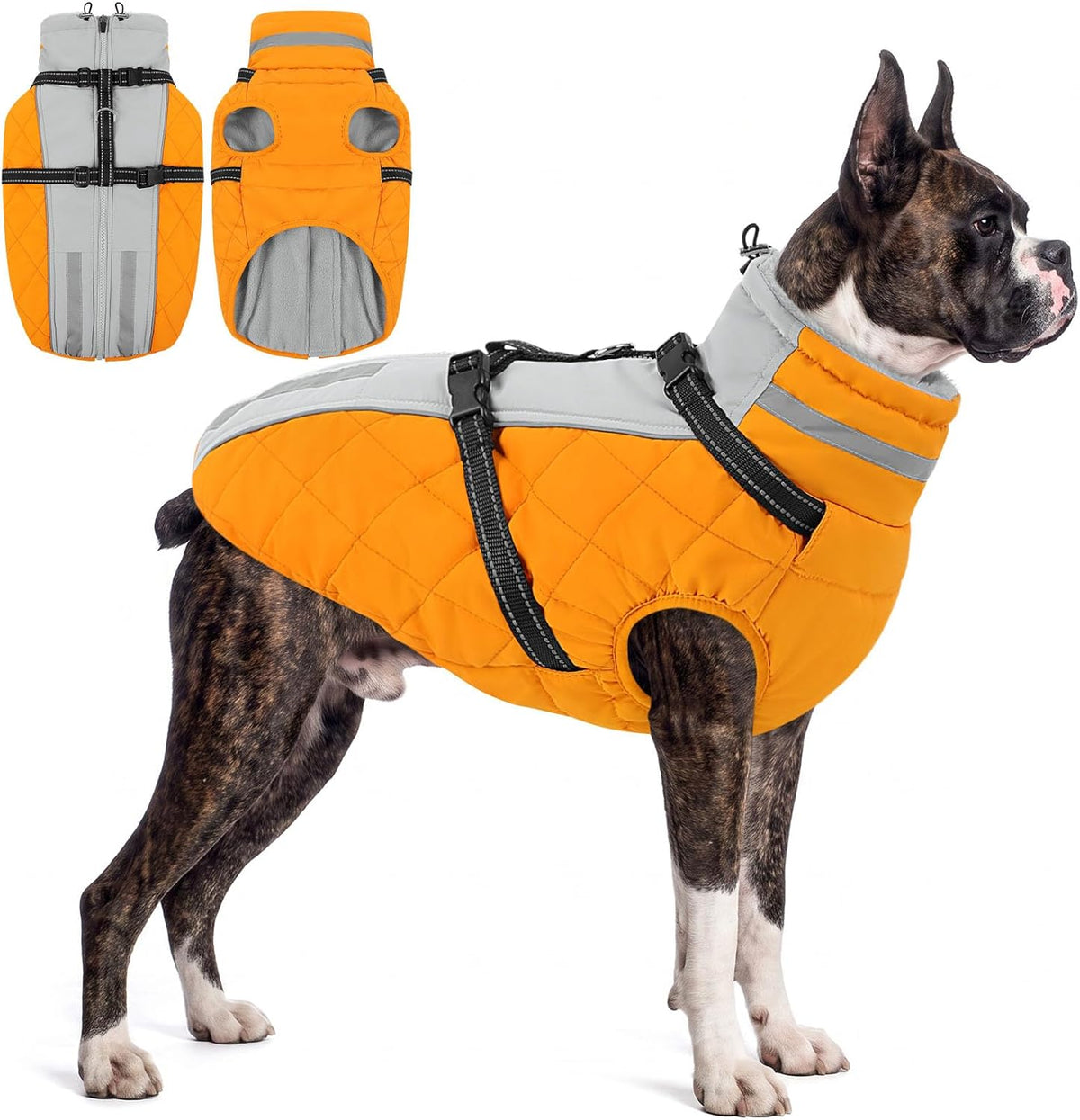 Dog Coats for Small Dogs Warm Dog Jacket with Harness Built In, S