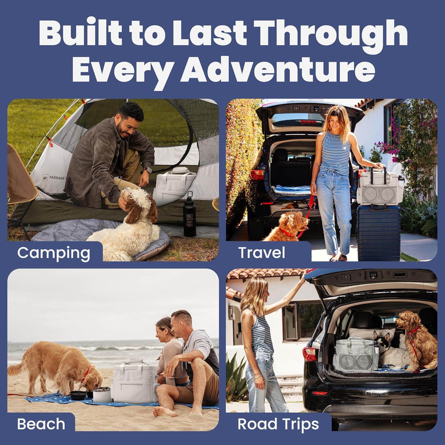 The Original Doggy Bag™ - Complete Dog Travel Bag for Supplies with 2 Bpa-Free Travel Dog Bowls & 2 Pet Food Containers - Traveling Kit for Road Trips, Camping, Weekend Away or Doggy Gift: Beige