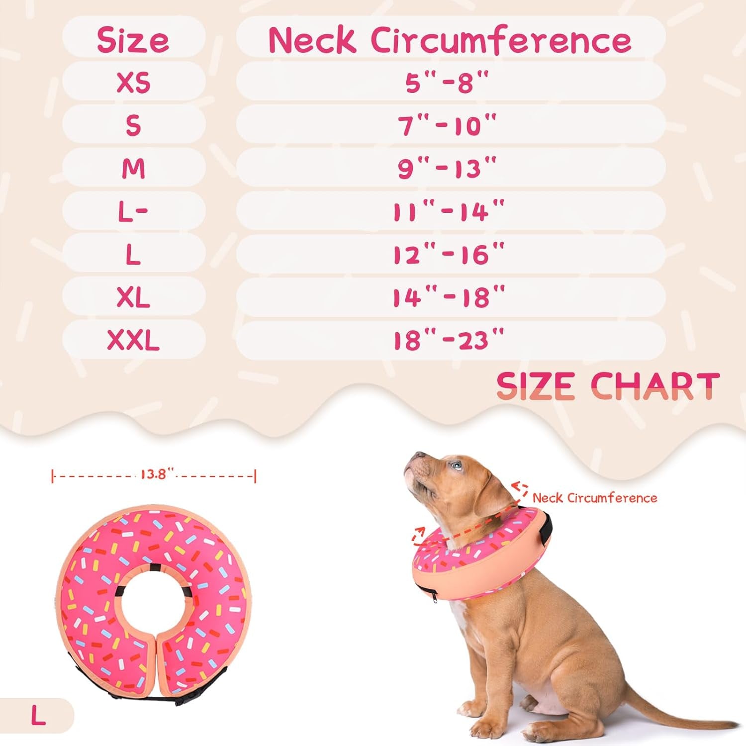 Supet Inflatable Dog Cone Collar Alternative after Surgery, Pet Neck Donut Collar Recovery E Collar for Neuter, Soft Dog Cone for Small Medium Large Dogs