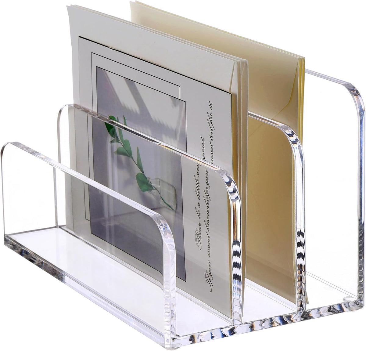 SANRUI Clear Acrylic Mail Organizer for Desk, Mail Holder 3-Slot